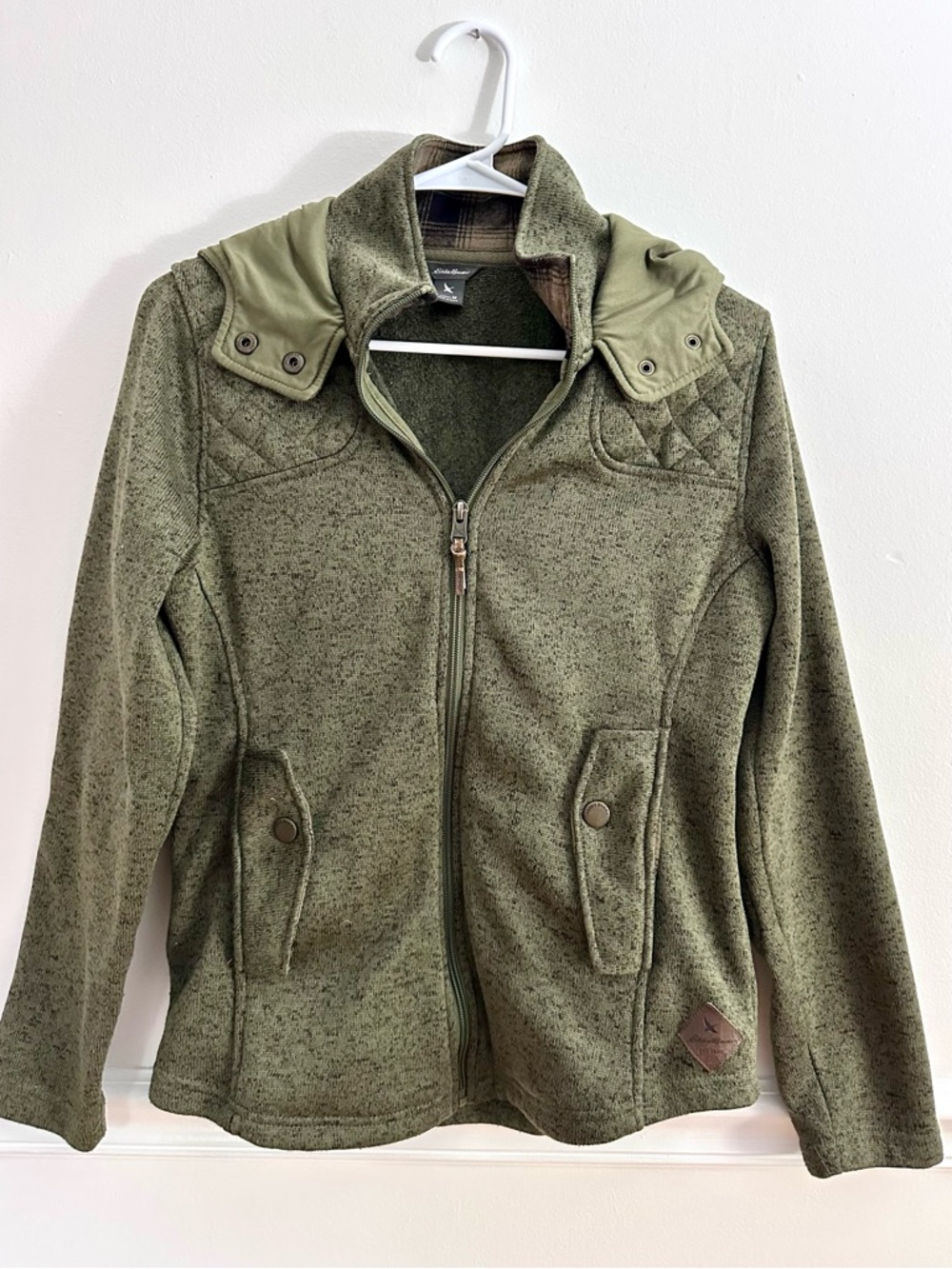 Eddie Bauer Green Radiator Fleece Jacket Womens Medium Quilted Hooded